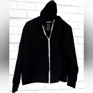 Faded Glory Cotton Black Hoodie Jacket - Size: 20